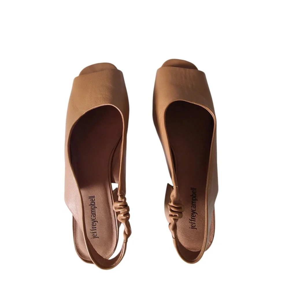 Jeffrey Campbell Extendo Platform Sling-back Block Heel Leather 11 Brown Sandals - Picture 4 of 12